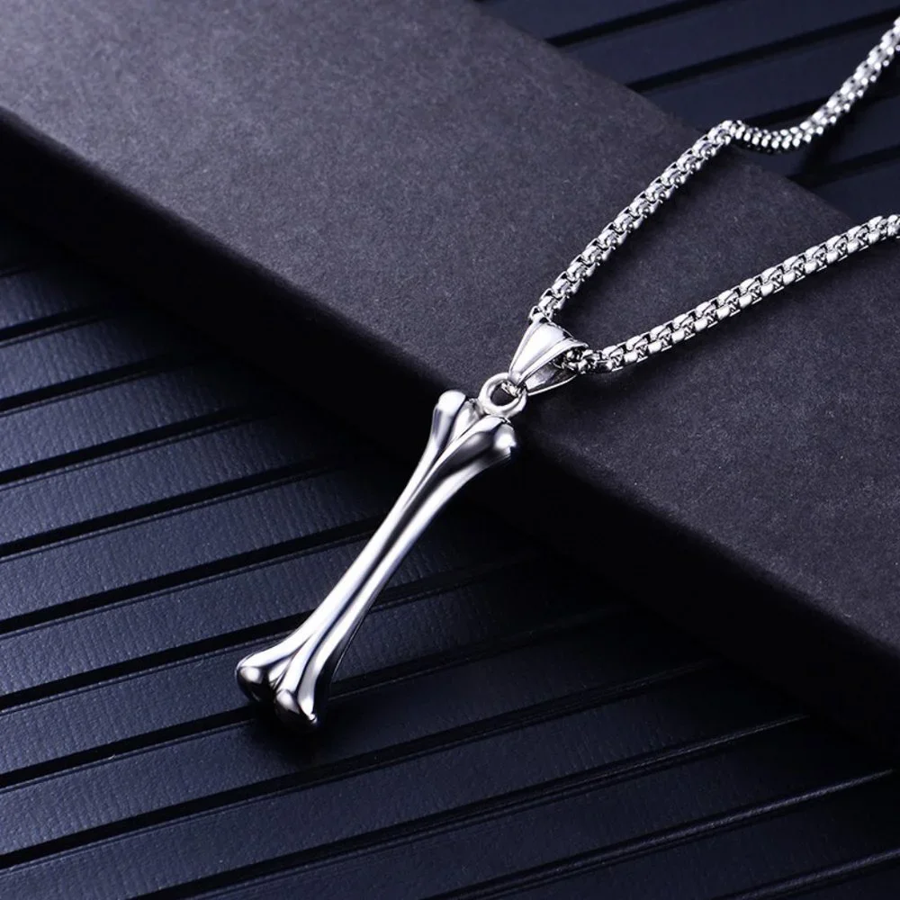 ❤️Fashion stainless steel dog bone skeleton pendant necklace for men, N90201P229